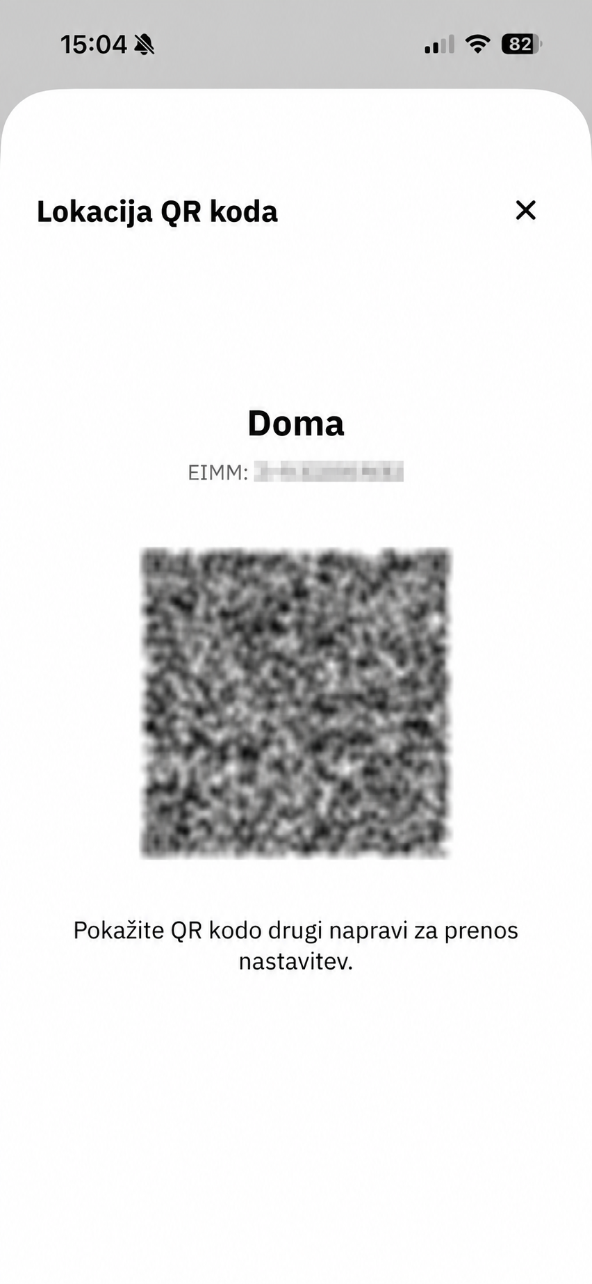 Prenos nastavitev Aktivnega odjema z QR kodo